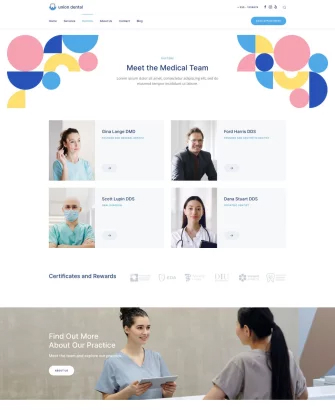 Danh sách bác sĩ trong giao diện đẹp cho website dịch vụ y tế