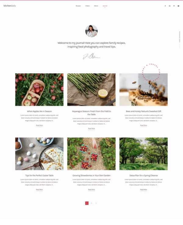 Trang tin tức giao diện website đẹp về ẩm thực