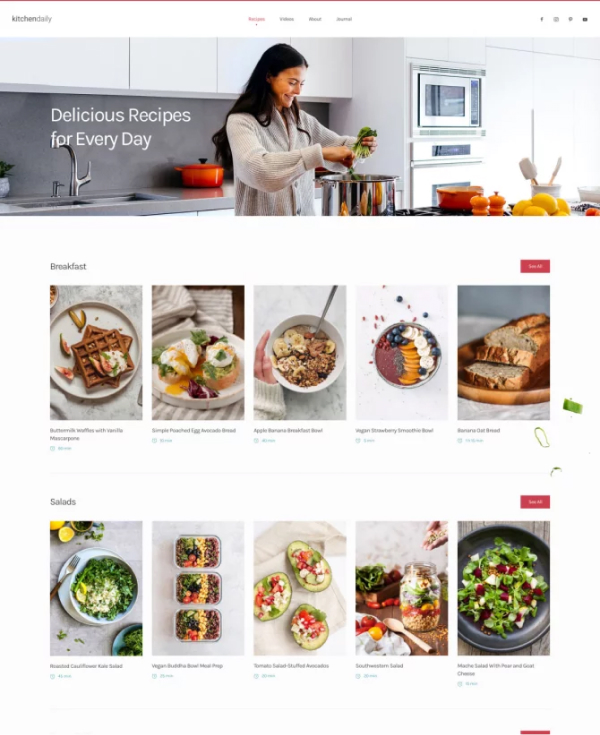 Trang công thức giao diện website đẹp về ẩm thực