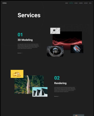 Trang dịch vụ giao diện website lĩnh vực truyền thông và sáng tạo