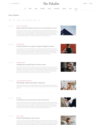 Danh mục tin tức giao diện website tin tức