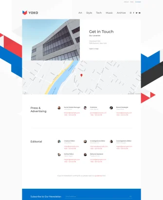 Trang liên hệ giao diện web tin tức