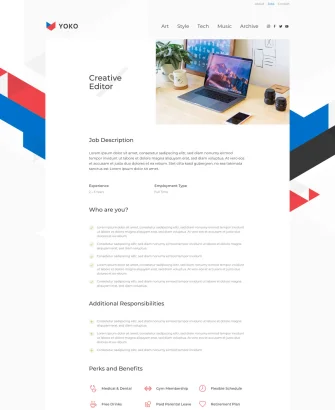 Trang mô tả công việc giao diện web tin tức